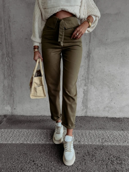 Spodnie damskie OLAVOGA GIOLA 2023 khaki - maWer - Fashion