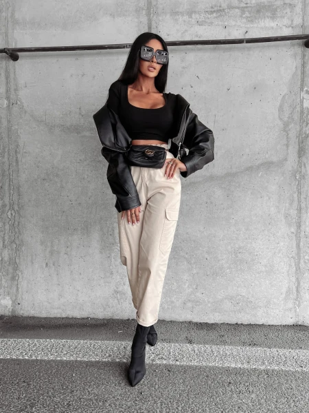 Spodnie damskie OLAVOGA ZELIA 2023 beż - maWer - Fashion