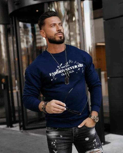 Bluza męska OLAVOGA EMIL 2023 granat - maWer - Fashion