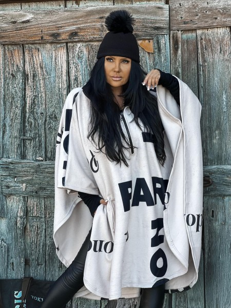 Ponczo damskie ZOCCO beżowe - maWer Fashion