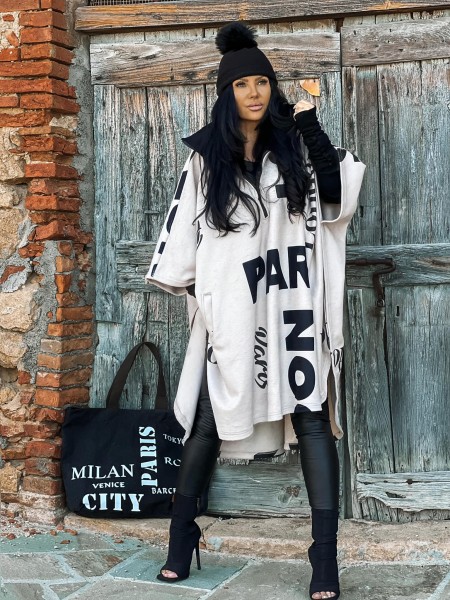 Ponczo damskie ZOCCO beżowe - maWer Fashion