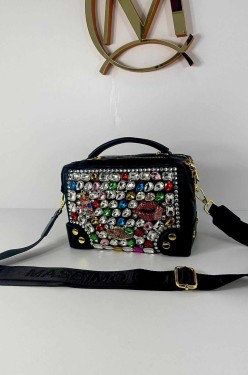 Torebka damska z kamieniami MASSIMO CONTTI czarna