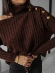 Sweter damski OLAVOGA ASHLEY 2023 czekoladowy - maWer Fashion
