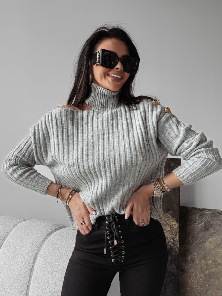 Sweter damski OLAVOGA ASHLEY 2023 jasnoszary - maWer Fashion