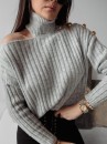 Sweter damski OLAVOGA ASHLEY 2023 jasnoszary - maWer Fashion