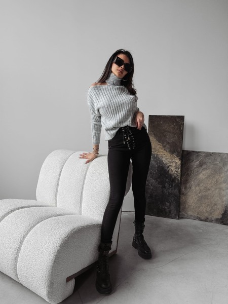 Sweter damski OLAVOGA ASHLEY 2023 jasnoszary - maWer Fashion
