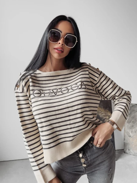 Sweter damski OLAVOGA CAMILA 2023 szary - maWer Fashion
