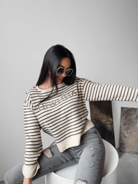 Sweter damski OLAVOGA CAMILA 2023 szary - maWer Fashion