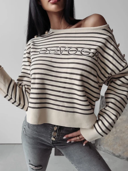 Sweter damski OLAVOGA CAMILA 2023 szary - maWer Fashion
