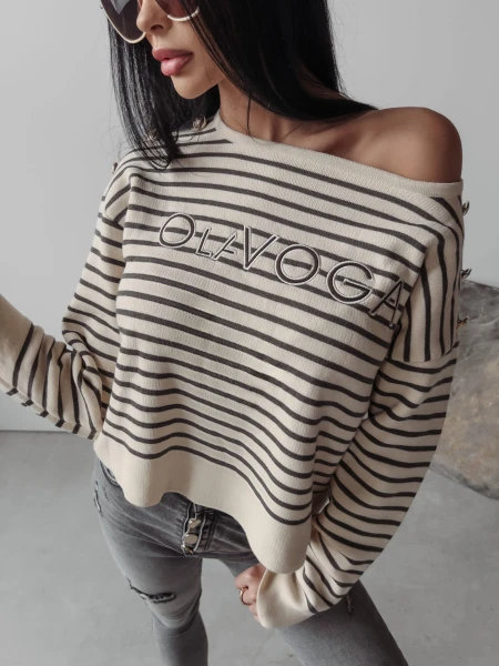 Sweter damski OLAVOGA CAMILA 2023 szary - maWer Fashion