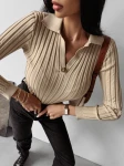 Sweter damski OLAVOGA ANABEL 2023 beżowy  - maWer Fashion
