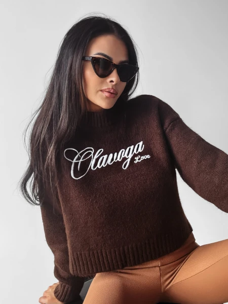 Sweter damski OLAVOGA LOCO 2023 czekoladowy - maWer Fashion