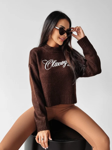Sweter damski OLAVOGA LOCO 2023 czekoladowy - maWer Fashion