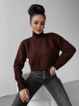 Sweter damski OLAVGA LEILA 2023 brąz  -  maWer Fashion