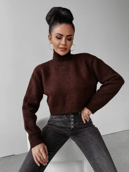 Sweter damski OLAVGA LEILA 2023 brąz  -  maWer Fashion