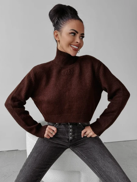 Sweter damski OLAVGA LEILA 2023 brąz  -  maWer Fashion
