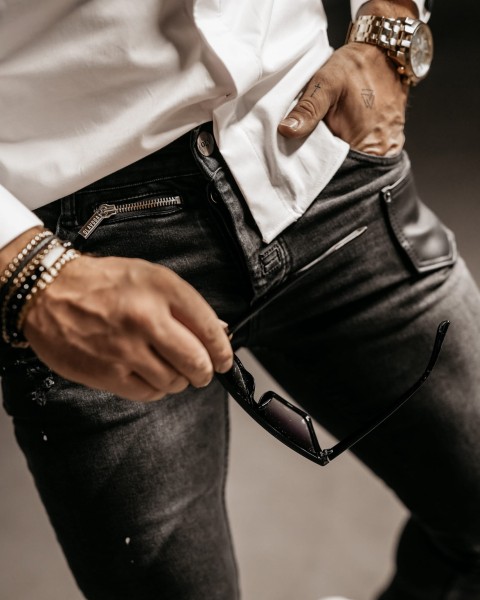 Spodnie męskie jeansowe OLAVOGA CLARK 2023 czarne  -  maWer Fashion