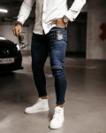 Spodnie męskie jeansowe OLAVOGA CLARK 2023 granatowe  -  maWer Fashion
