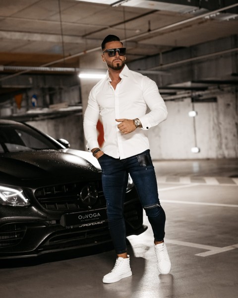 Spodnie męskie jeansowe OLAVOGA CLARK 2023 granatowe  -  maWer Fashion