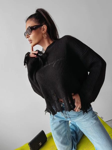 Sweter damski OLAVOGA MILEY 2024 czarny – maWer Fashion