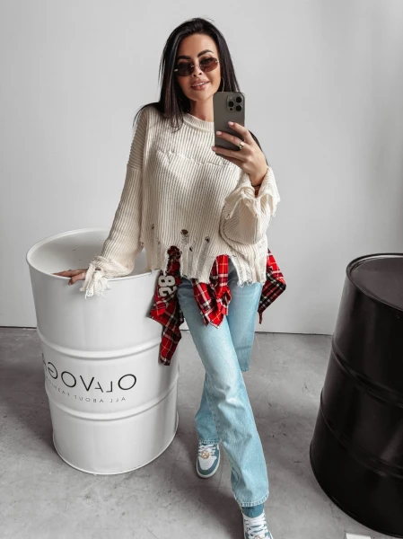 Sweter damski OLAVOGA MILEY 2024 beż – maWer Fashion