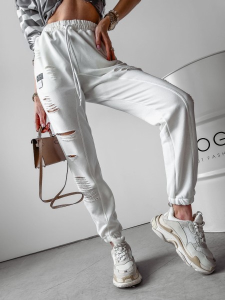 Spodnie damskie OLAVOGA NASTY 2024 ecru  - maWer Fashion