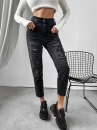 Spodnie jeansowe damskie OLAVOGA YALE 2024 czarne  -  maWer Fashion