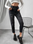 Spodnie jeansowe damskie OLAVOGA YALE 2024 czarne  -  maWer Fashion