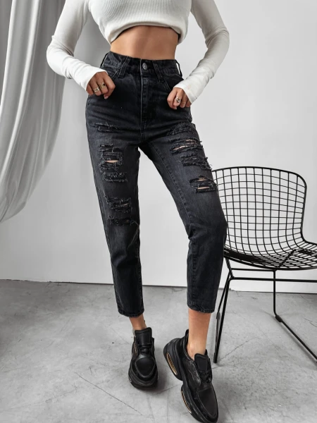 Spodnie jeansowe damskie OLAVOGA YALE 2024 czarne  -  maWer Fashion
