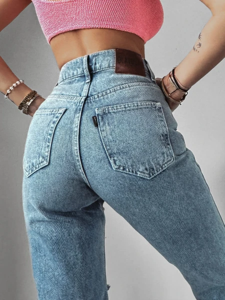 Spodnie jeansowe damskie OLAVOGA YALE 2024 niebieskie  -  maWer Fashion