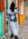 Maxi bluza damska z jeansową aplikacją ZOCCO - maWer Fashion