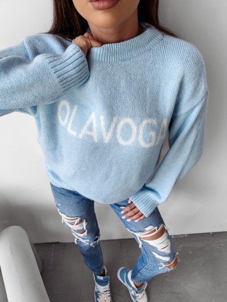 Sweter damski OLAVOGA COFFEE 2024 błękit  -  maWer Fashion