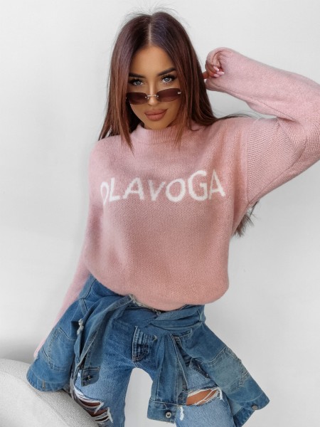 Sweter damski OLAVOGA COFFEE 2024 pudrowy róż  -  maWer Fashion