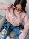 Sweter damski OLAVOGA COFFEE 2024 pudrowy róż  -  maWer Fashion