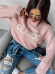 Sweter damski OLAVOGA COFFEE 2024 pudrowy róż  -  maWer Fashion