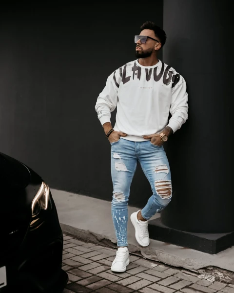Bluza męska OLAVOGA GRAFFITI 2024 ecru  -  maWer Fashion