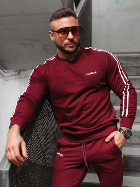 Komplet męski  OLAVOGA STRIPES MEN 2024 bordo - maWer Fashion