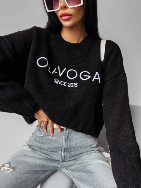 Sweter damski OLAVOGA KARO 2024 czarny  – maWer Fashion