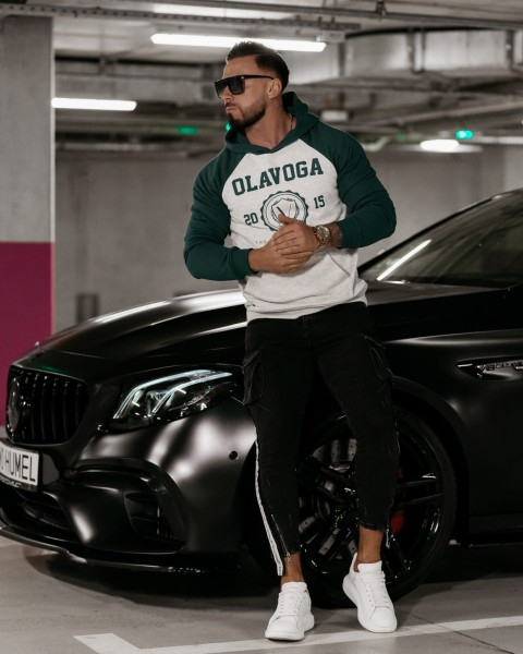 Bluza męska OLAVOGA DIVERSE 2024 szaro - zielona - maWer Fashion