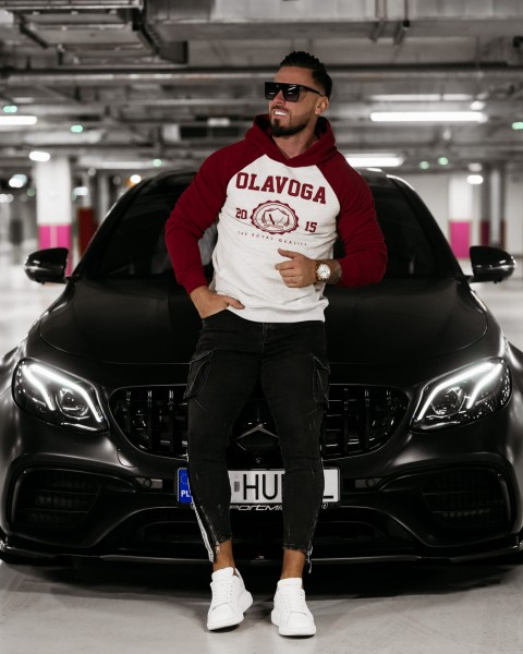 Bluza męska OLAVOGA DIVERSE 2024 szaro - bordowa -maWer Fashion