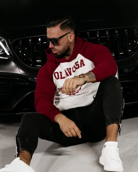 Bluza męska OLAVOGA DIVERSE 2024 szaro - bordowa -maWer Fashion
