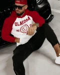 Bluza męska OLAVOGA DIVERSE 2024 ecru - czerwony -maWer Fashion