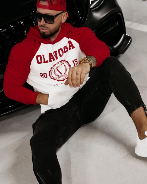Bluza męska OLAVOGA DIVERSE 2024 ecru - czerwony -maWer Fashion