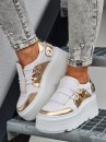 Buty damskie sneakersy MILANI 1833 biało złote - maWer Fashion