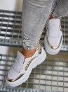 Buty damskie sneakersy MILANI 1833 biało złote - maWer Fashion