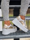 Buty damskie sneakersy MILANI 1833 biało złote - maWer Fashion