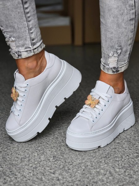 Buty damskie sneakersy FARFALLA 1797 białe  - maWer Fashion