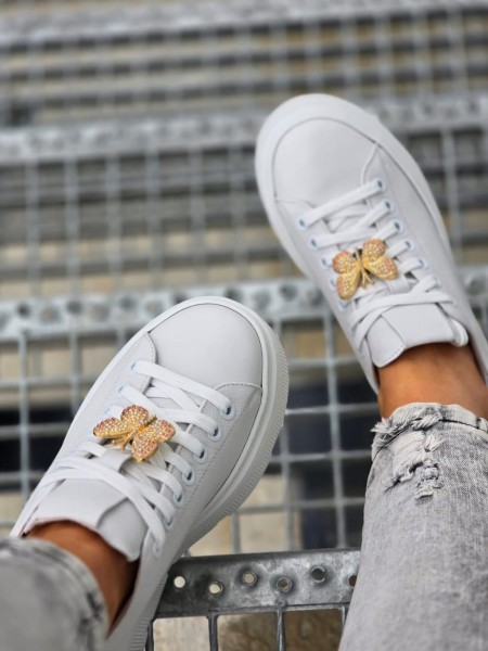 Buty damskie sneakersy FARFALLA 1797 białe  - maWer Fashion