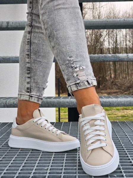 Buty damskie trampki NANCY 1799 beżowe - maWer Fashion