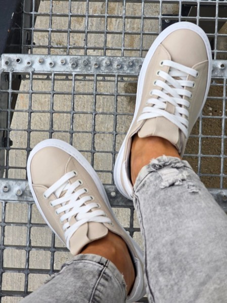 Buty damskie trampki NANCY 1799 beżowe - maWer Fashion